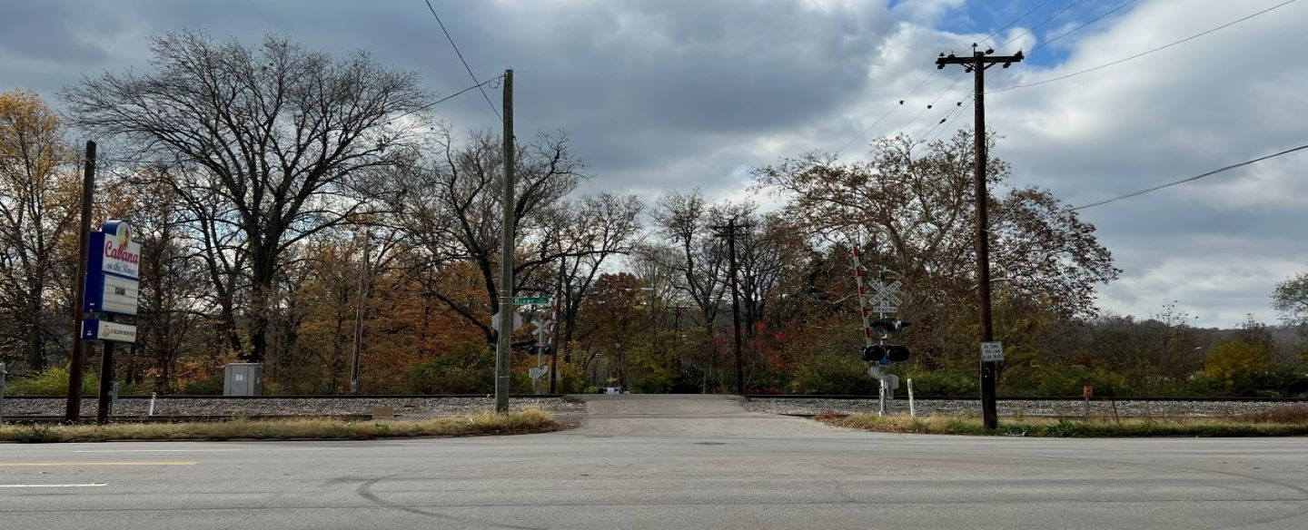 Straight View of River Road and RR Tracks
